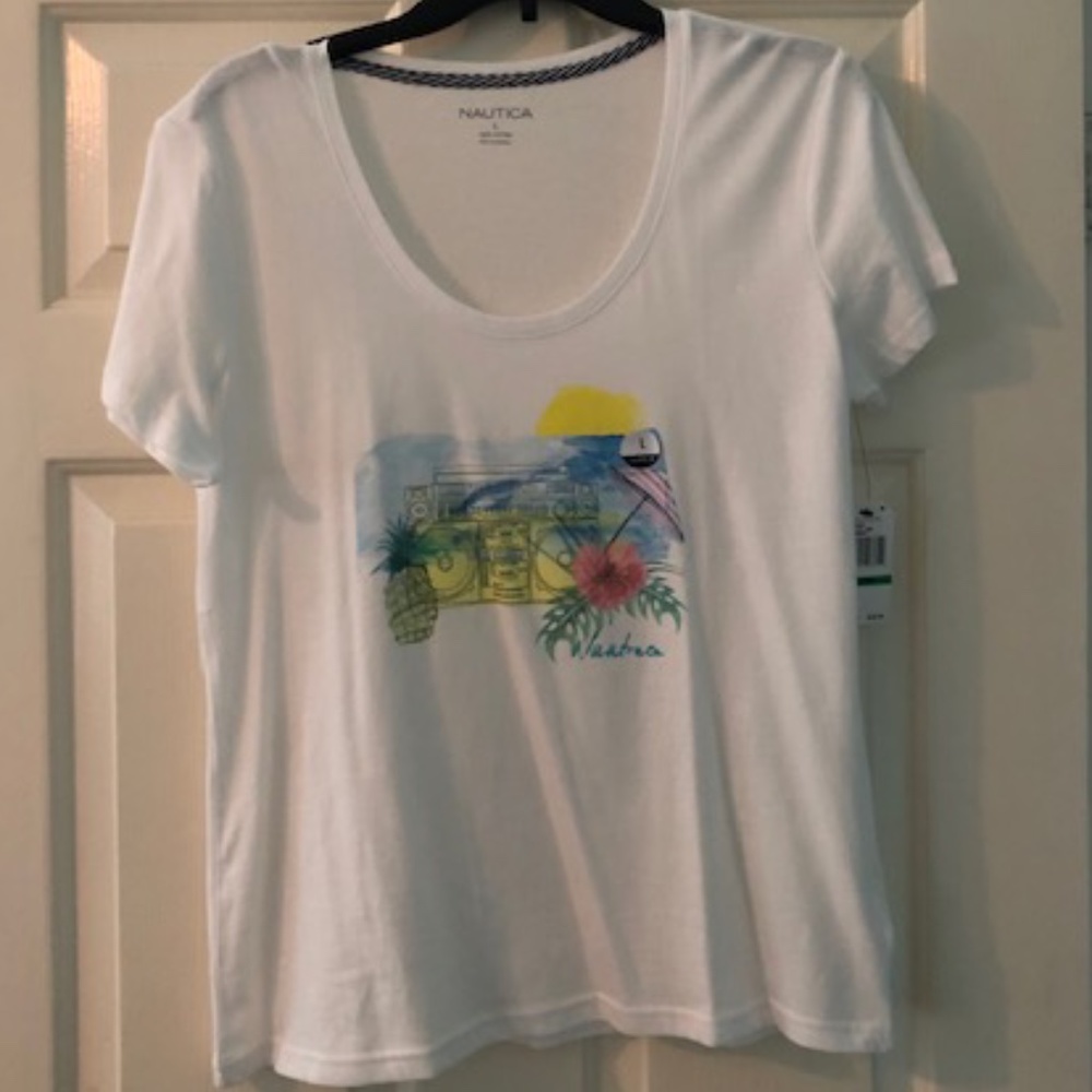 Nautica T-shirt Summer Beach Cotton L NWT